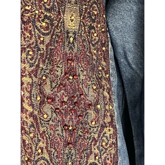 As Is-vintage Units Denim And Paisley Color block Jean Jacket 80s 90s - Picture 9 of 13